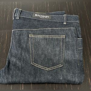 Balmain Men's Deep Indigo Biker Jeans